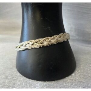 Vintage Braided Silver Tone Bracelet Multi-strand Loosely Woven Rope Chain 7.5"